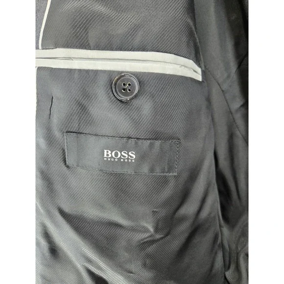 Hugo Boss Lanificio Tesse Bella Italy Dual Vent Gray‎ Blazer Super Jacket 44L